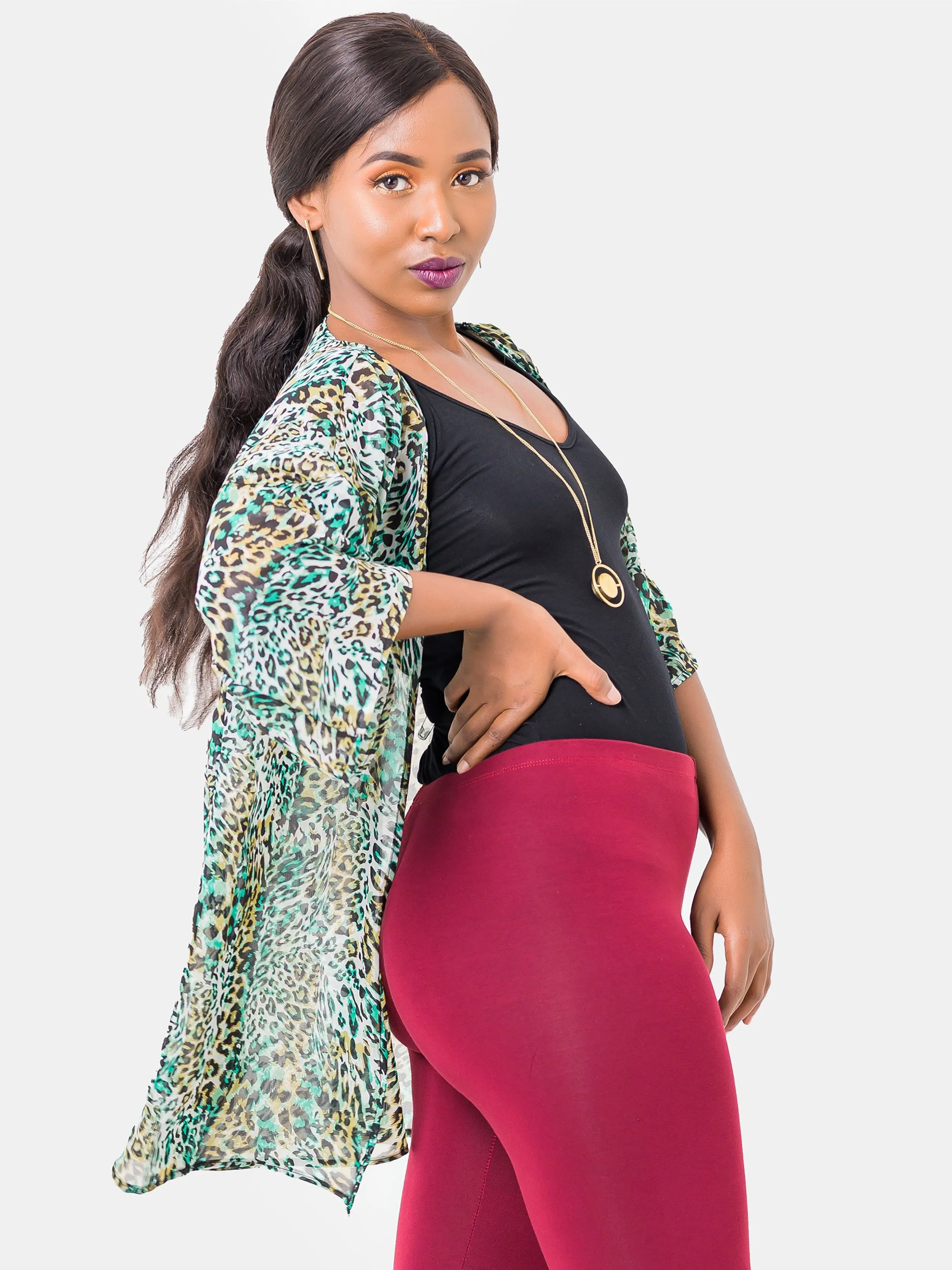 Vivo Tiwi Short Kimono - Tiger Green Print