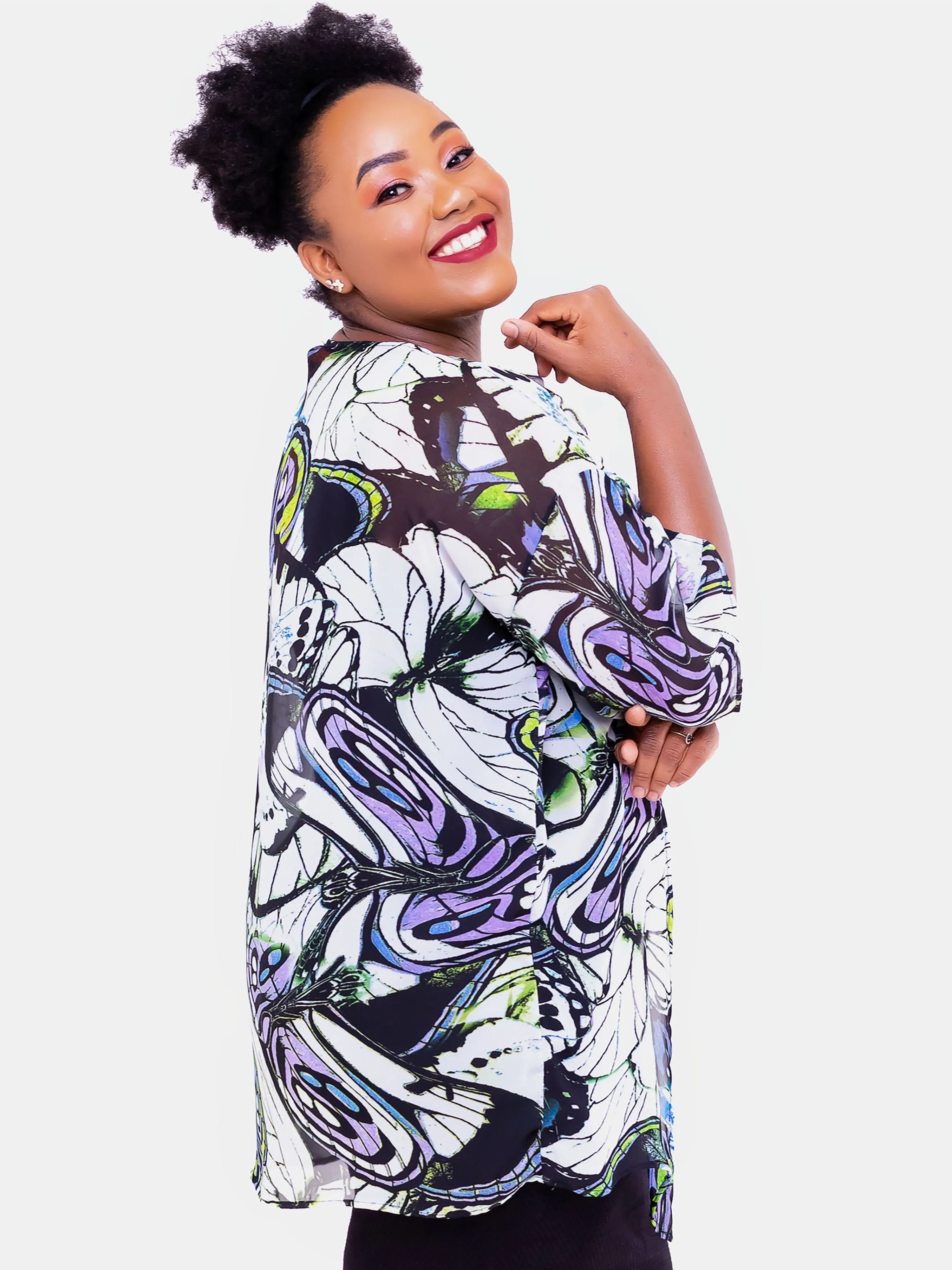 Vivo Tiwi Short Kimono - White Print