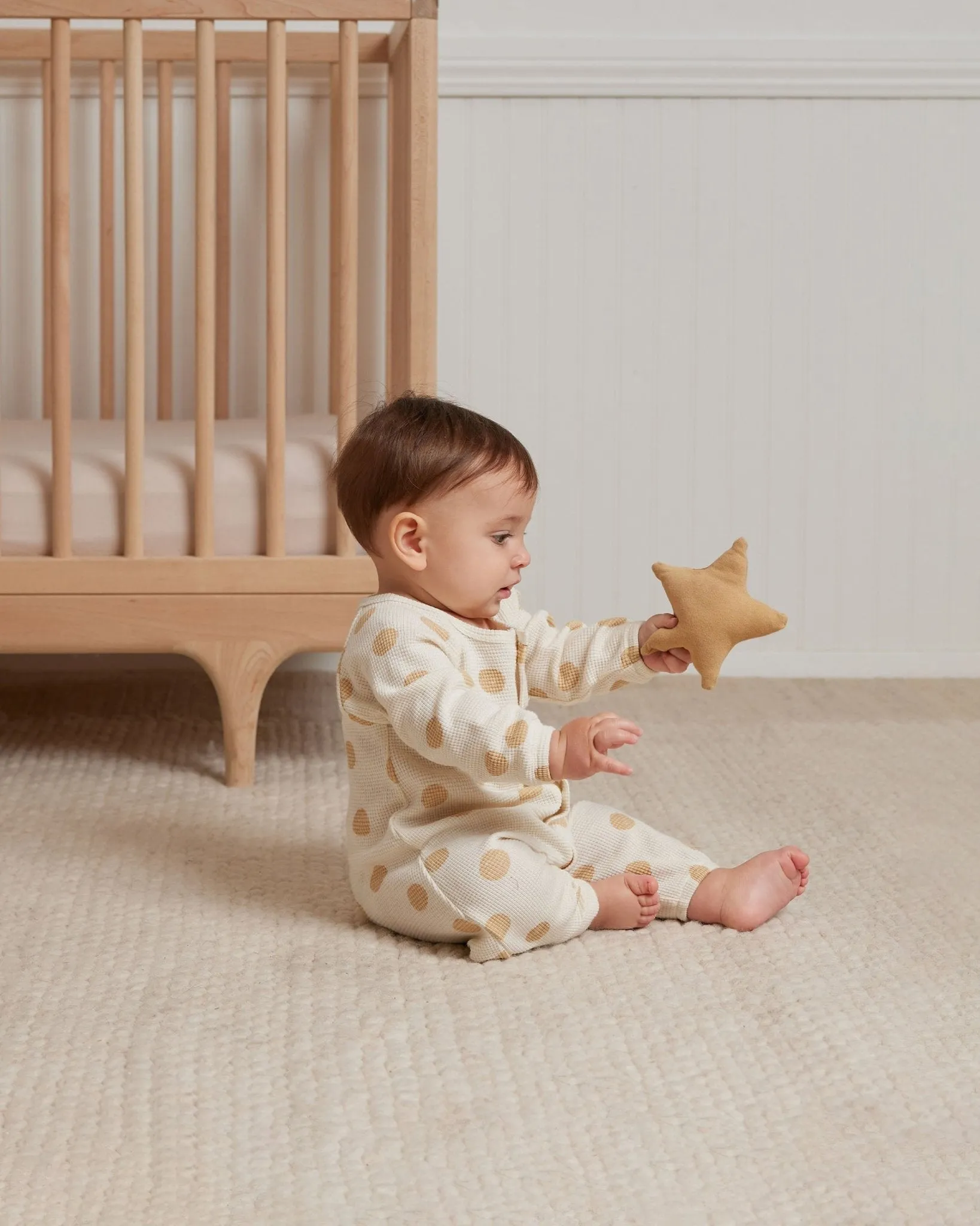 Waffle Long Sleeve Jumpsuit || Butter Dots