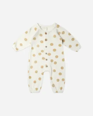 Waffle Long Sleeve Jumpsuit || Butter Dots