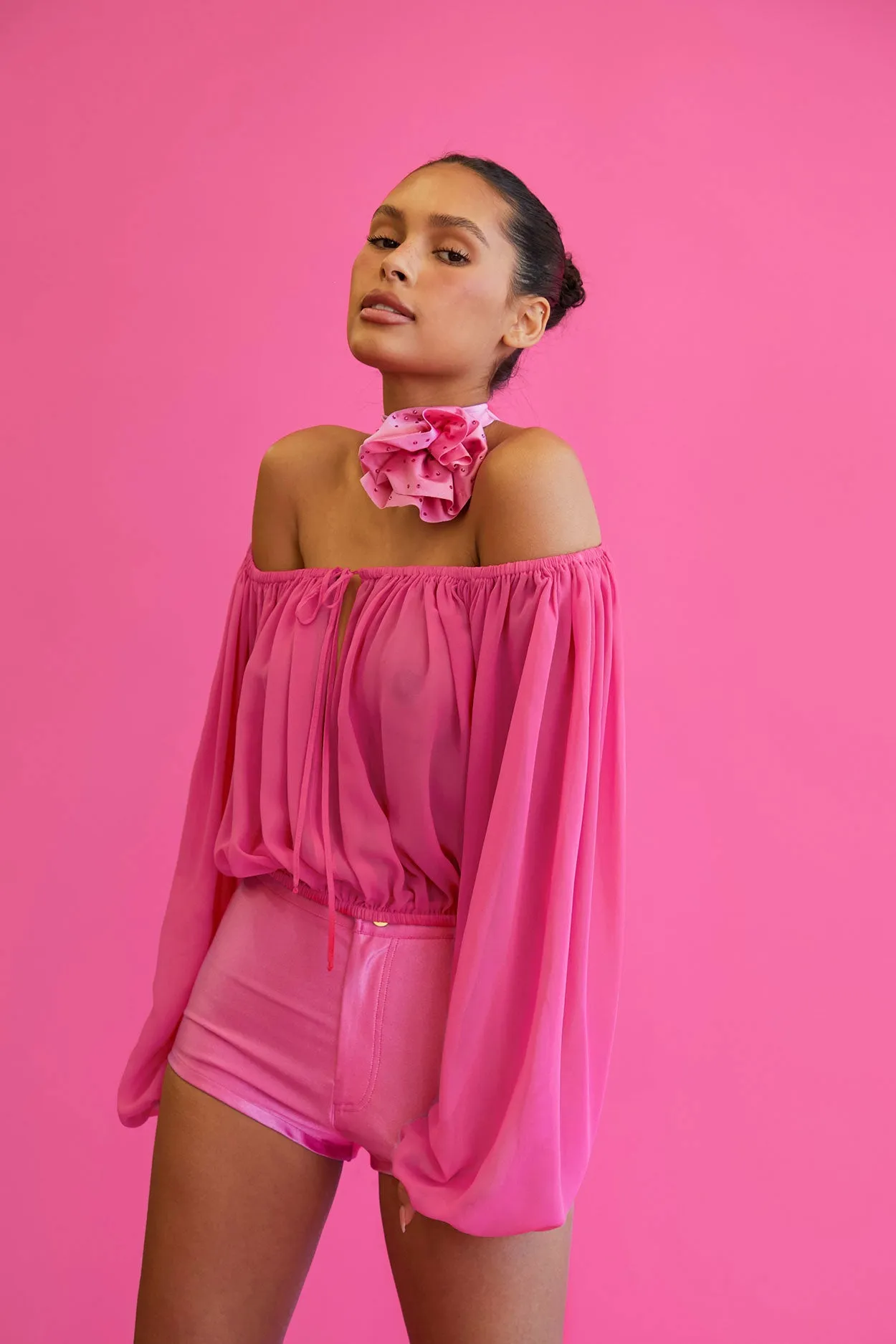 Watermelon Sheer Flow Blouse