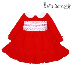 Wee Me Baby Girls Red Smocked Dress