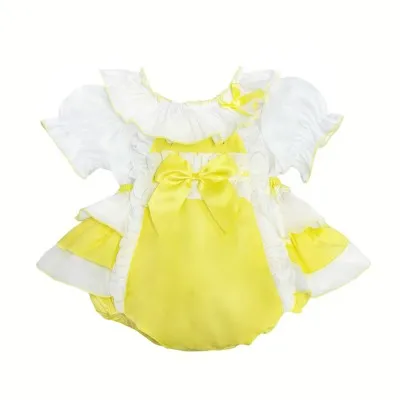 Wee Me Baby Girls Yellow Frilly Romper