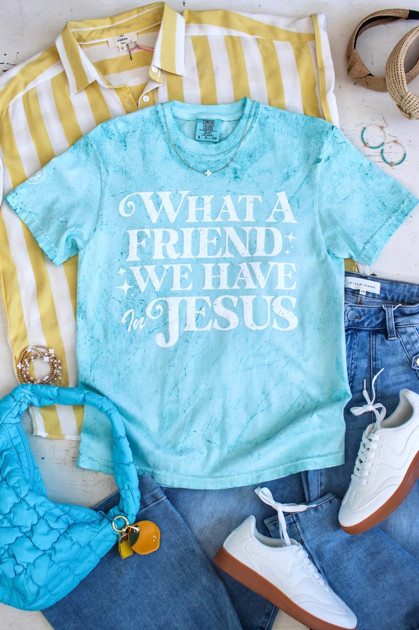 What A Friend We Have In Jesus Graphic Tee • Aqua
