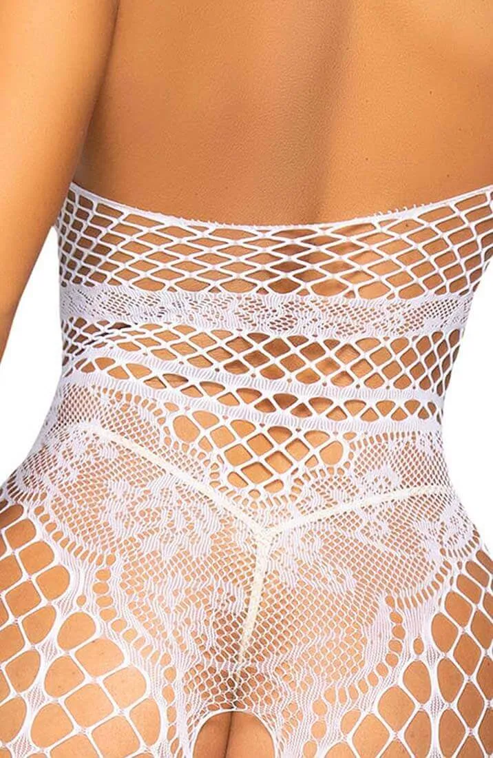 White crotchless halter neck bodystocking - Playing it Up