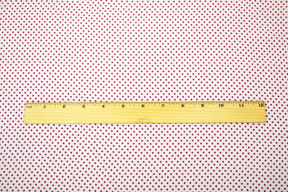 White-Red Polka Dots Printed Poly Chiffon Woven Fabric