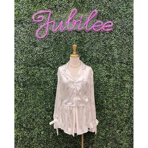 White Rings Cropped PJ Set   Velvet Ties