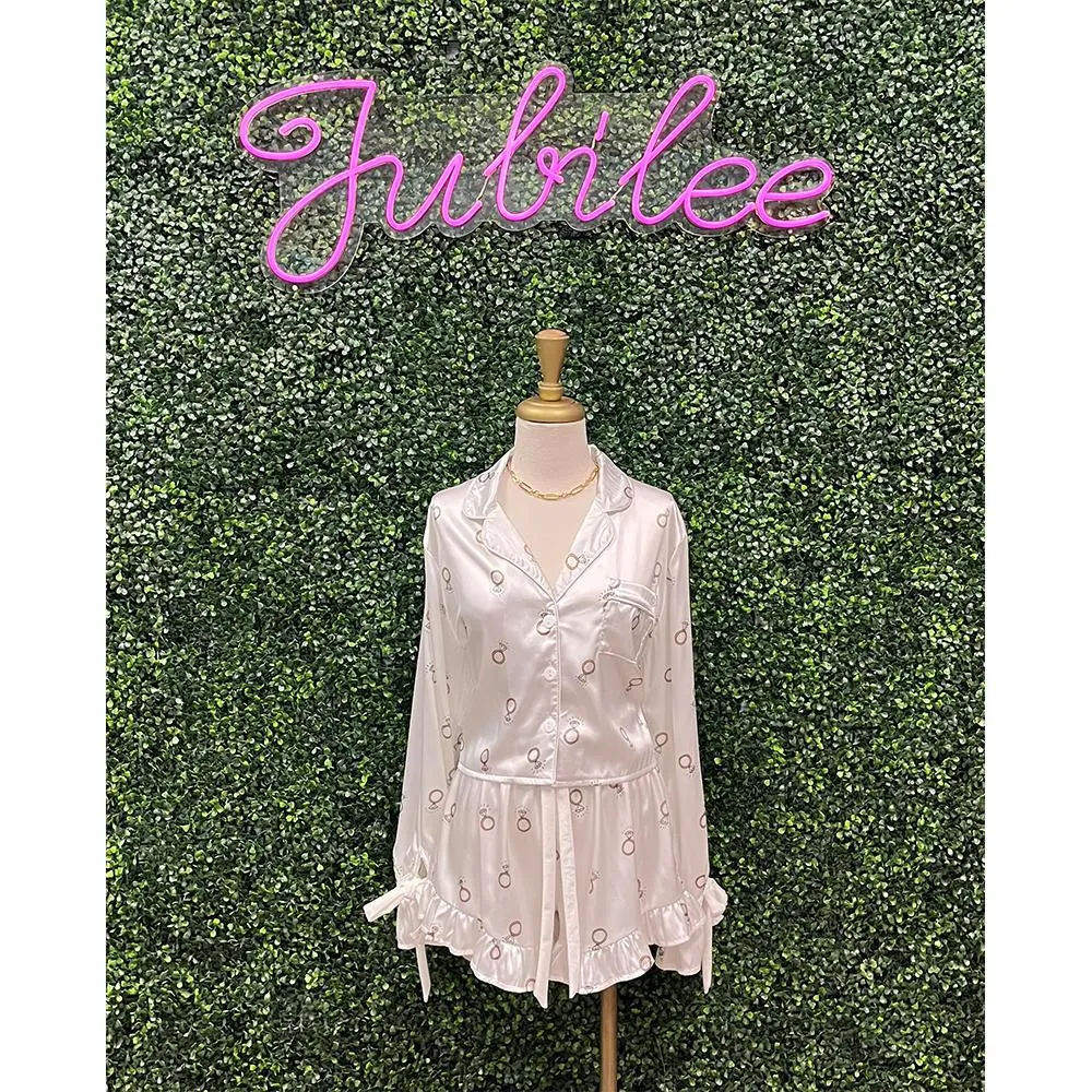 White Rings Cropped PJ Set   Velvet Ties