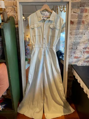 Wide Leg Denim Jumpsuit- Light
