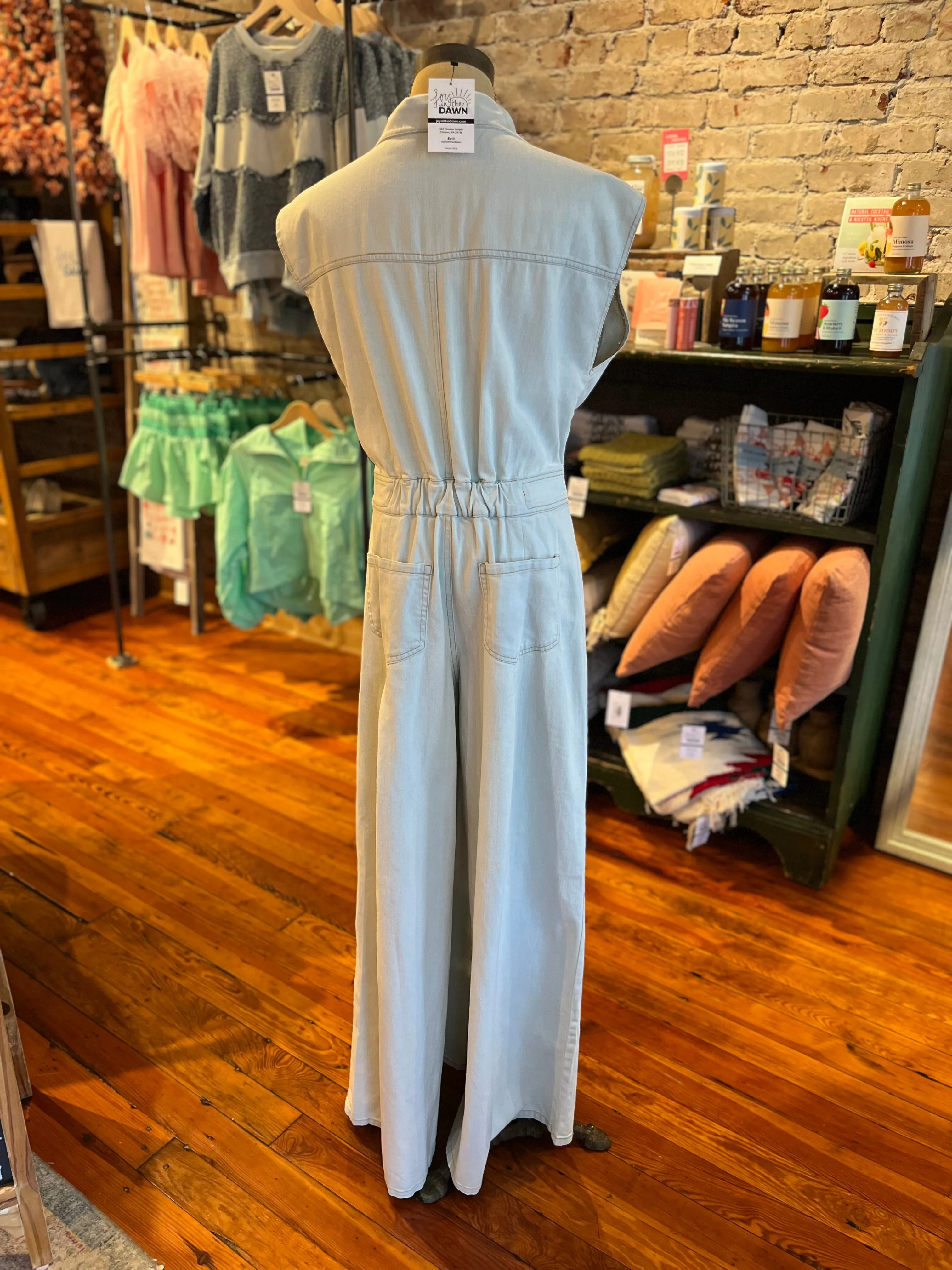 Wide Leg Denim Jumpsuit- Light