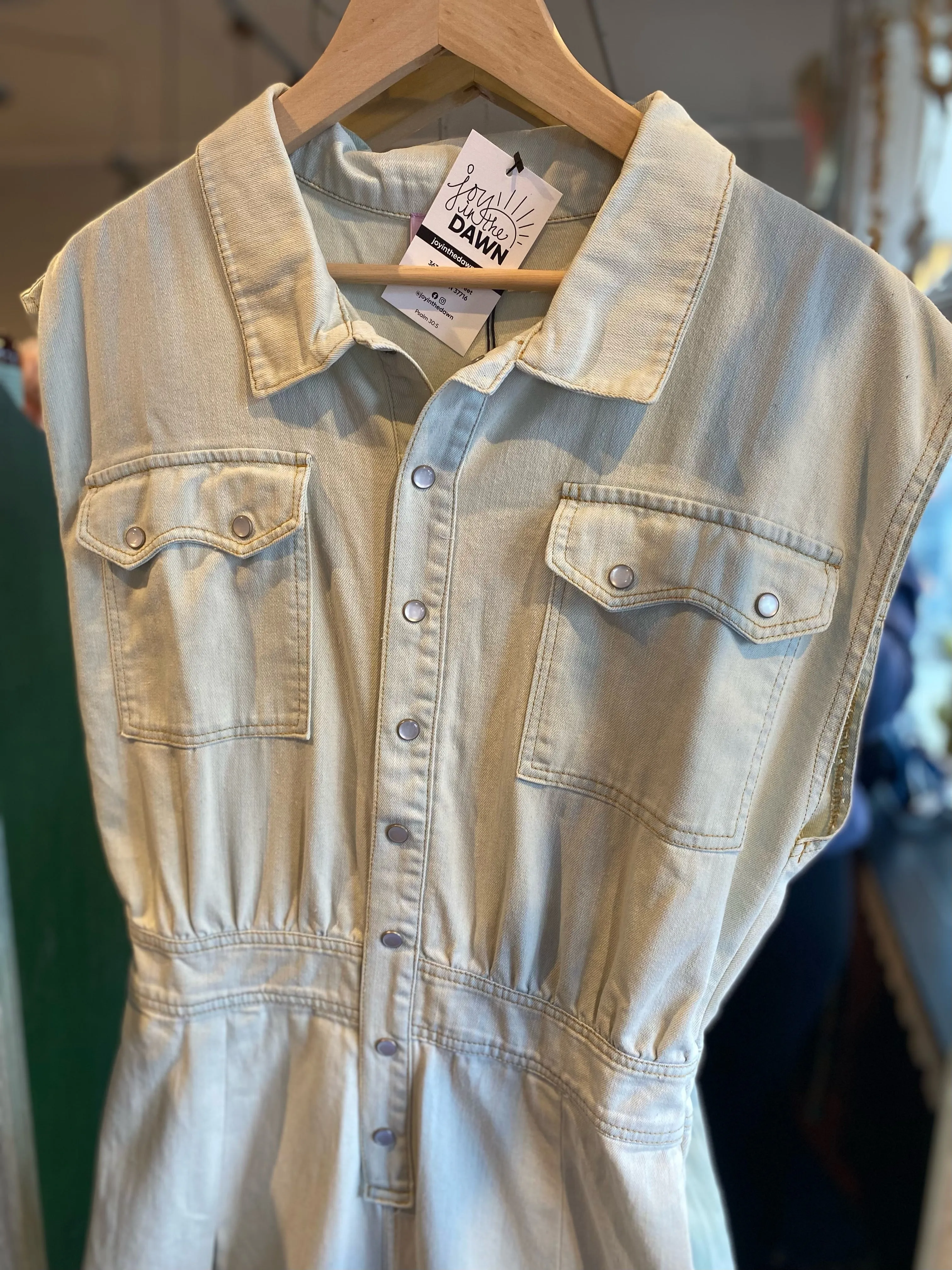 Wide Leg Denim Jumpsuit- Light