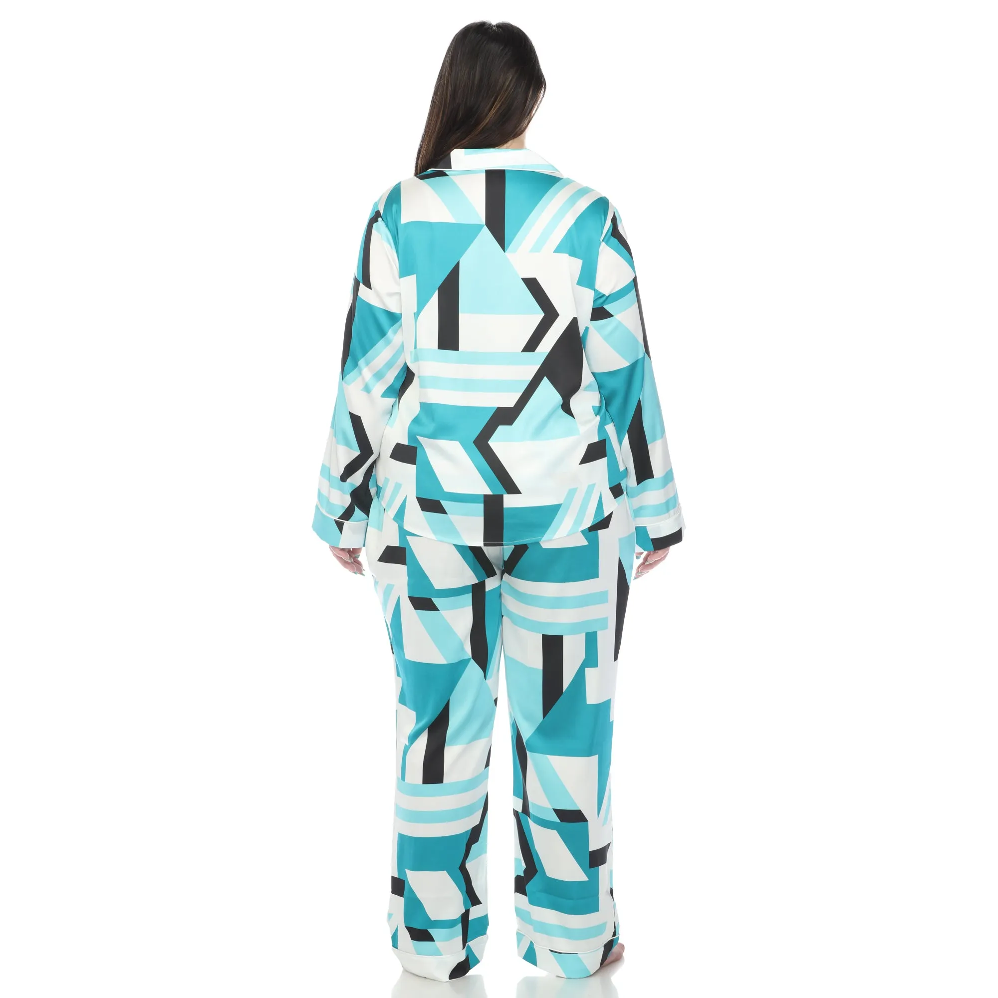 Women's Plus Size Printed Satin Pajama Set