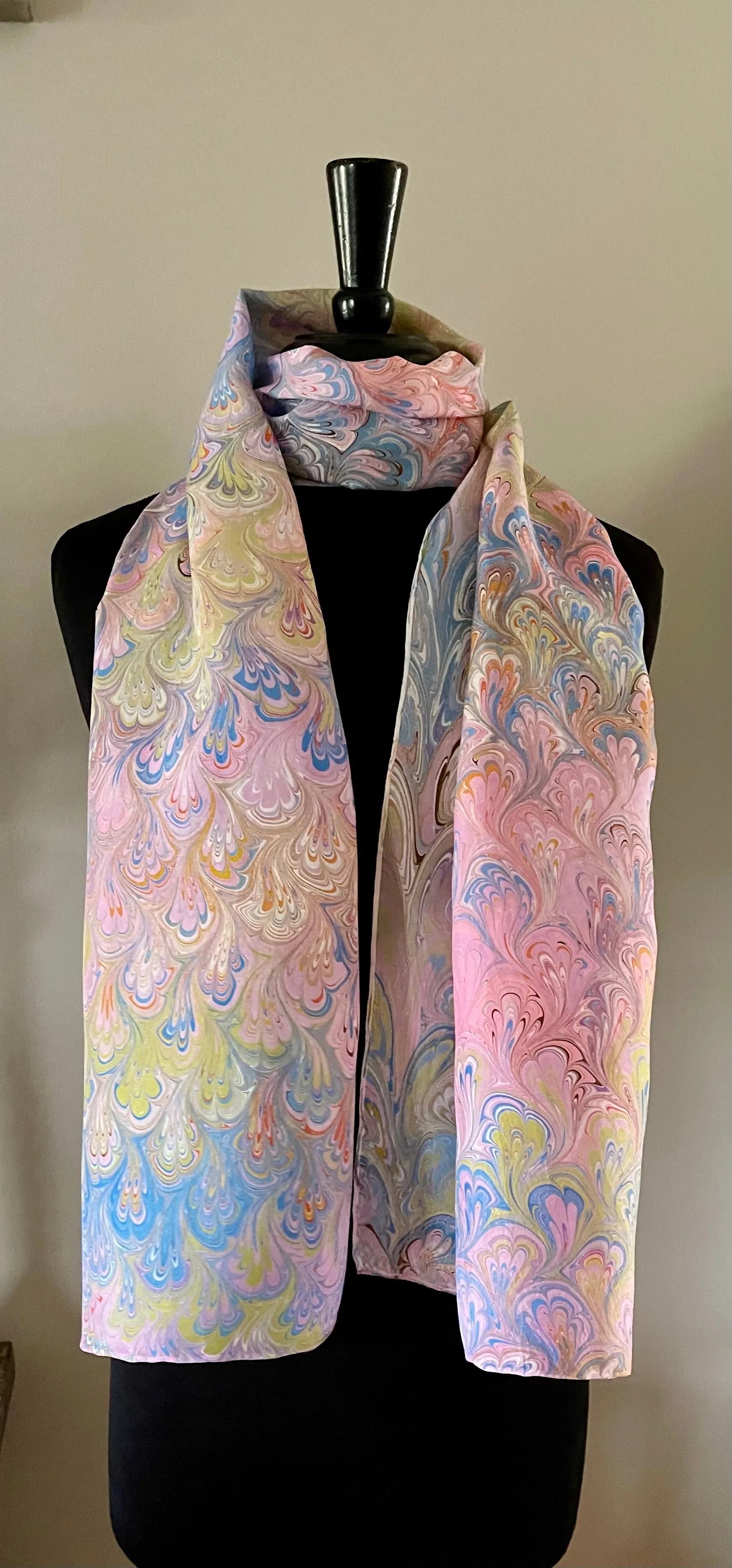Yellow Multicolored bouquet pattern Habotai Silk