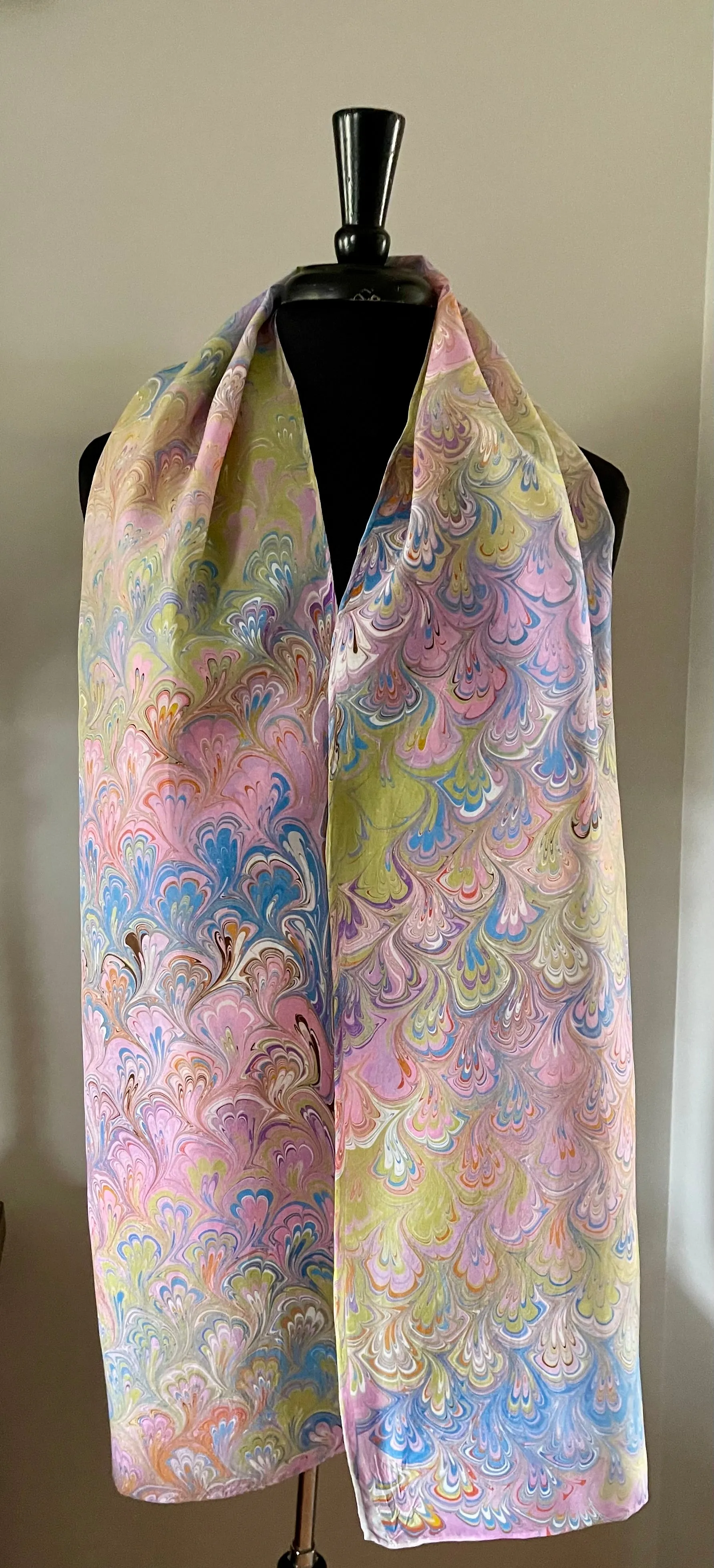 Yellow Multicolored bouquet pattern Habotai Silk