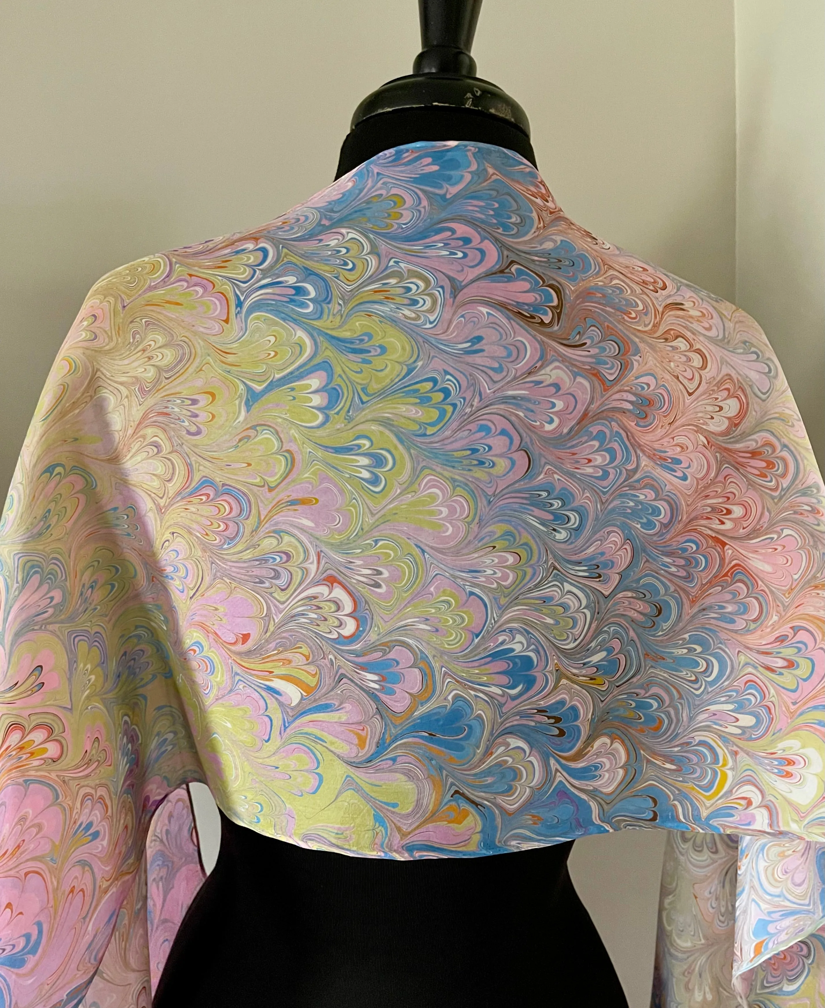 Yellow Multicolored bouquet pattern Habotai Silk