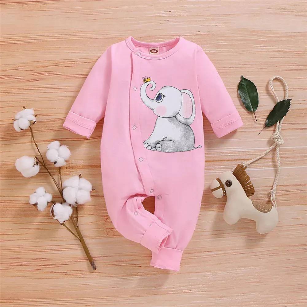 ZAFILLE Cartoon Elephant Baby Romper For Newborns Sleepwear Long Sleeve Kids Boys Crawlers Spring Children's Overalls Boys Wear