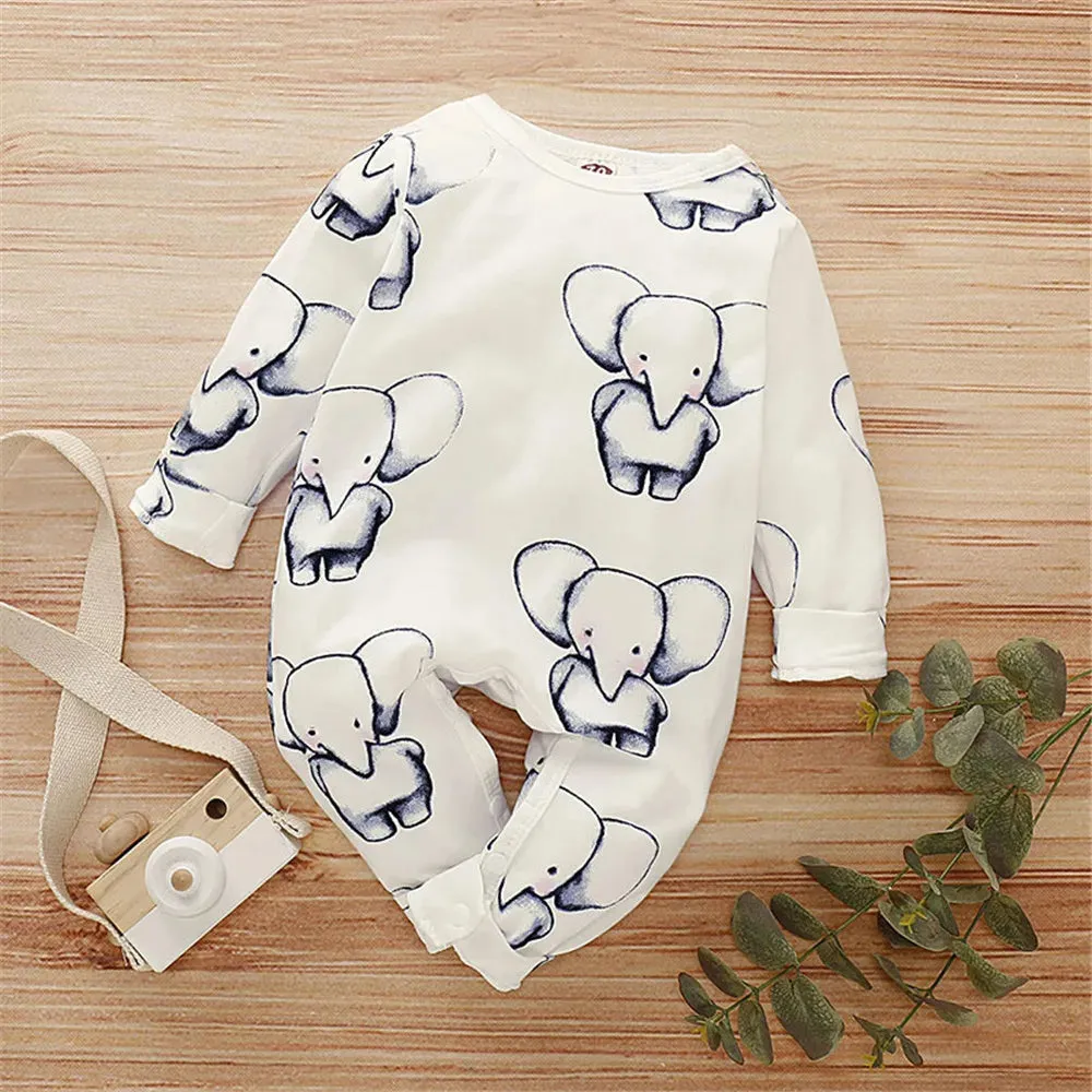 ZAFILLE Cartoon Elephant Baby Romper For Newborns Sleepwear Long Sleeve Kids Boys Crawlers Spring Children's Overalls Boys Wear