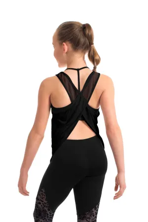 ZS55087G - Bloch Abrielle Mesh Spliced Girls Wrap Back Tank Top