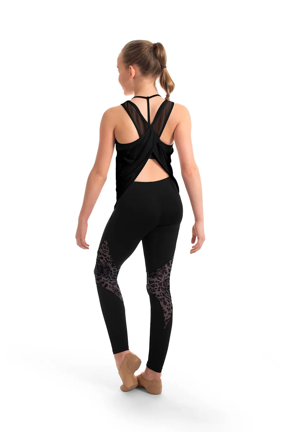 ZS55087G - Bloch Abrielle Mesh Spliced Girls Wrap Back Tank Top
